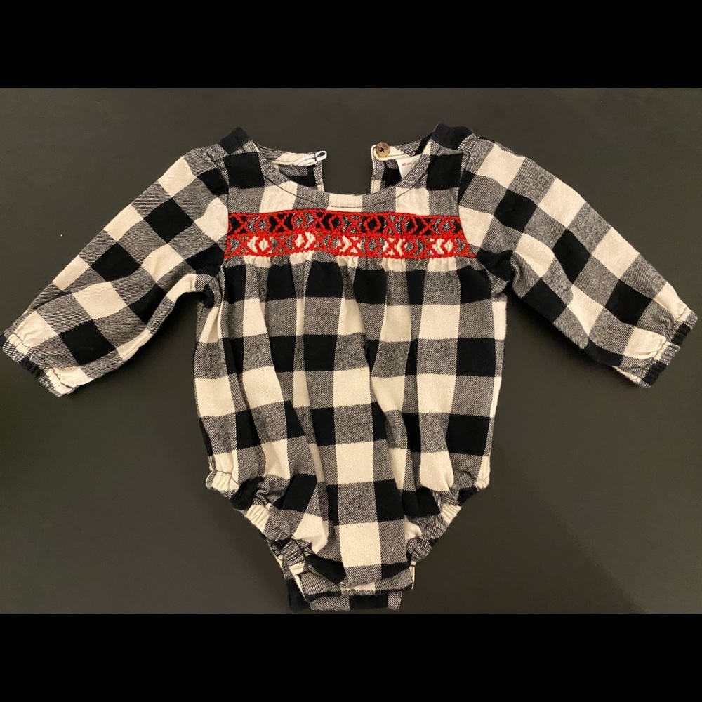Hannah Andersson Buffalo plaid onesie 3-6 months